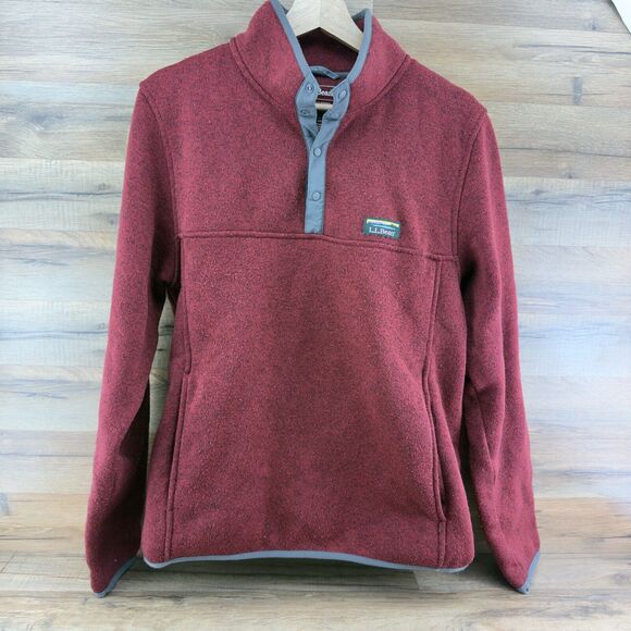 LL Bean Size M Pullover  Slightly Fitted Heather Red 1/4 Snap Fleece Men… - Picture 2 of 10